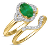 Photo of Holly 1 3/4 Carat T.W. Emerald and Diamond Matching Bridal Ring Set 10K Yellow Gold [BR2141Y-C000]