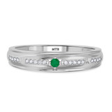 Photo of Bellerose 1/7 CT. T.W. Emerald and Diamond Matching Wedding Band Set 14K White Gold [BT2134WM]