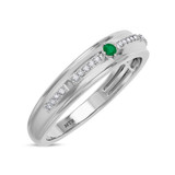 Photo of Bellerose 1/7 CT. T.W. Emerald and Diamond Matching Wedding Band Set 14K White Gold [BT2134WM]