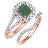 Photo of Evanthe 1 7/8 Carat T.W. Emerald and Diamond Matching Bridal Ring Set 10K Rose Gold [BR2142R-C000]