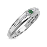 Photo of Erica 2 1/10 Carat T.W. Emerald and Diamond Trio Matching Wedding Ring Set 14K White Gold [BT2140WM]