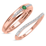 Photo of Erica 1/3 Carat T.W. Emerald and Diamond Matching Wedding Band Set 14K Rose Gold [WB2140R]