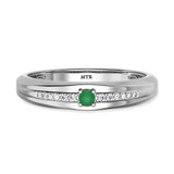 Photo of Erica 1/7 Carat T.W. Emerald and Diamond Mens Wedding Band 14K White Gold [BT2140WM]