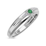 Photo of Erica 1/7 Carat T.W. Emerald and Diamond Mens Wedding Band 14K White Gold [BT2140WM]