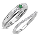 Photo of Erica 1/3 Carat T.W. Emerald and Diamond Matching Wedding Band Set 10K White Gold [WB2140W]