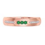 Photo of Diantha 1/5 Carat T.W. Emerald and Diamond Matching Wedding Band Set 14K Rose Gold [BT2149RM]