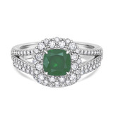 Photo of Evanthe 1 7/8 CT. T.W. Emerald and Diamond Matching Bridal Ring Set 14K White Gold [BR2142W-C000]