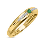 Photo of Erica 2 1/10 CT. T.W. Emerald and Diamond Trio Matching Wedding Ring Set 10K Yellow Gold [BT2140YM]