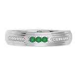 Photo of Diantha 1/5 CT. T.W. Emerald and Diamond Matching Wedding Band Set 10K White Gold [BT2149WM]
