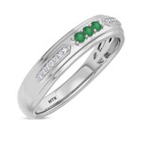 Photo of Diantha 1/5 CT. T.W. Emerald and Diamond Matching Wedding Band Set 10K White Gold [BT2149WM]