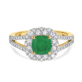 Photo of Evanthe 1 7/8 Carat T.W. Emerald and Diamond Matching Bridal Ring Set 14K Yellow Gold [BT2142YE-C000]