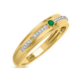 Photo of Bellerose 1 1/3 Carat T.W. Emerald and Diamond Trio Matching Wedding Ring Set 14K Yellow Gold [BT2134YM]