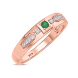 Photo of Kassia 1/6 Carat T.W. Emerald and Diamond Mens Wedding Band 14K Rose Gold [BT2155RM]