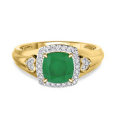Photo of Erica 2 1/10 CT. T.W. Emerald and Diamond Trio Matching Wedding Ring Set 14K Yellow Gold [BT2140YE-C000]