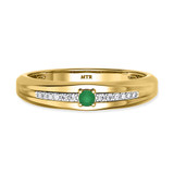 Photo of Erica 2 1/10 CT. T.W. Emerald and Diamond Trio Matching Wedding Ring Set 14K Yellow Gold [BT2140YM]