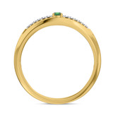 Photo of Erica 2 1/10 CT. T.W. Emerald and Diamond Trio Matching Wedding Ring Set 14K Yellow Gold [BT2140YM]