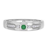 Photo of Kassia 1 1/2 Carat T.W. Emerald and Diamond Trio Matching Wedding Ring Set 10K White Gold [BT2155WM]