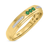 Photo of Diantha 1/5 Carat T.W. Emerald and Diamond Matching Wedding Band Set 14K Yellow Gold [BT2149YM]