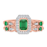 Photo of Garland 1 Carat T.W. Emerald and Diamond Matching Bridal Ring Set 14K Rose Gold [BR2144R-C000]