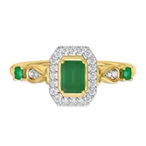 Photo of Garland 1 1/10 CT. T.W. Emerald and Diamond Trio Matching Wedding Ring Set 10K Yellow Gold [BT2144YE-C000]