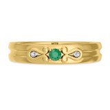 Photo of Garland 1 1/10 CT. T.W. Emerald and Diamond Trio Matching Wedding Ring Set 10K Yellow Gold [BT2144YM]