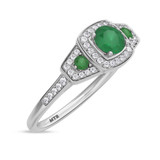 Photo of Diantha 1 1/4 Carat T.W. Emerald and Diamond Trio Matching Wedding Ring Set 14K White Gold [BT2149WE-C000]