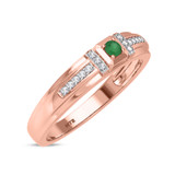 Photo of Bryony 1/5 CT. T.W. Emerald and Diamond Matching Wedding Band Set 14K Rose Gold [BT2137RM]