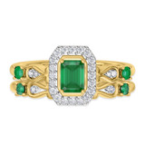 Photo of Garland 1 Carat T.W. Emerald and Diamond Matching Bridal Ring Set 10K Yellow Gold [BR2144Y-C000]