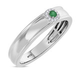 Photo of Delphine 1/5 CT. T.W. Emerald and Diamond Matching Wedding Band Set 14K White Gold [BT2150WM]