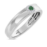 Photo of Delphine 1/5 CT. T.W. Emerald and Diamond Matching Wedding Band Set 14K White Gold [BT2150WM]