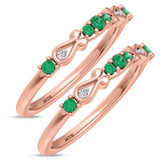 Photo of Garland 1/3 CT. T.W. Emerald and Diamond Same Sex Ladies Band Set 14K Rose Gold [WL2144R]
