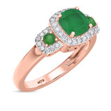 Photo of Kalina 1 1/2 Carat T.W. Emerald and Diamond Trio Matching Wedding Ring Set 14K Rose Gold [BT2136RE-C000]