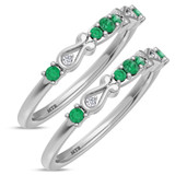 Photo of Garland 1/3 Carat T.W. Emerald and Diamond Same Sex Ladies Band Set 10K White Gold [WL2144W]