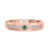 Photo of Holly 1/5 CT. T.W. Emerald and Diamond Mens Wedding Band 14K Rose Gold [BT2141RM]