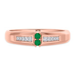 Photo of Chrisoula 1/8 CT. T.W. Emerald and Diamond Matching Wedding Band Set 14K Rose Gold [BT2152RM]