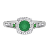 Photo of Mawar 1 CT. T.W. Emerald and Diamond Matching Bridal Ring Set 14K White Gold [BT2145WE-C000]