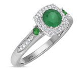 Photo of Mawar 1 CT. T.W. Emerald and Diamond Matching Bridal Ring Set 14K White Gold [BT2145WE-C000]