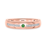 Photo of Kalina 1/7 CT. T.W. Emerald and Diamond Mens Wedding Band 14K Rose Gold [BT2136RM]