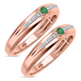 Photo of Erica 1/7 CT. T.W. Emerald and Diamond Matching Wedding Band Set 14K Rose Gold [WM2140R]
