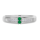 Photo of Chrisoula 1/8 CT. T.W. Emerald and Diamond Matching Wedding Band Set 10K White Gold [BT2152WM]