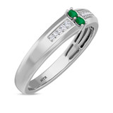 Photo of Chrisoula 1/8 CT. T.W. Emerald and Diamond Matching Wedding Band Set 10K White Gold [BT2152WM]