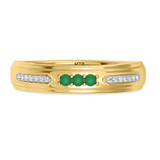 Photo of Diantha 1 1/4 CT. T.W. Emerald and Diamond Trio Matching Wedding Ring Set 14K Yellow Gold [BT2149YM]