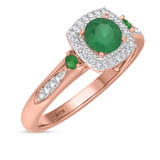 Photo of Mawar 1 1/7 CT. T.W. Emerald and Diamond Trio Matching Wedding Ring Set 10K Rose Gold [BT2145RE-C000]