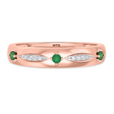Photo of Mawar 1 1/7 CT. T.W. Emerald and Diamond Trio Matching Wedding Ring Set 10K Rose Gold [BT2145RM]