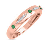 Photo of Mawar 1 1/7 CT. T.W. Emerald and Diamond Trio Matching Wedding Ring Set 10K Rose Gold [BT2145RM]