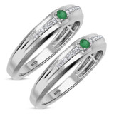 Photo of Erica 1/7 CT. T.W. Emerald and Diamond Matching Wedding Band Set 10K White Gold [WM2140W]