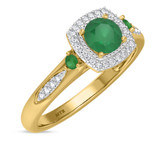 Photo of Mawar 1 CT. T.W. Emerald and Diamond Matching Bridal Ring Set 14K Yellow Gold [BT2145YE-C000]