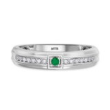 Photo of Holly 1/5 CT. T.W. Emerald and Diamond Mens Wedding Band 10K White Gold [BT2141WM]