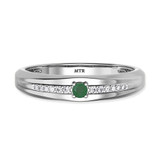 Photo of Erica 1/7 CT. T.W. Emerald and Diamond Matching Wedding Band Set 14K White Gold [BT2140WM]