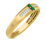 Photo of Chrisoula 1/8 CT. T.W. Emerald and Diamond Matching Wedding Band Set 10K Yellow Gold [BT2152YM]